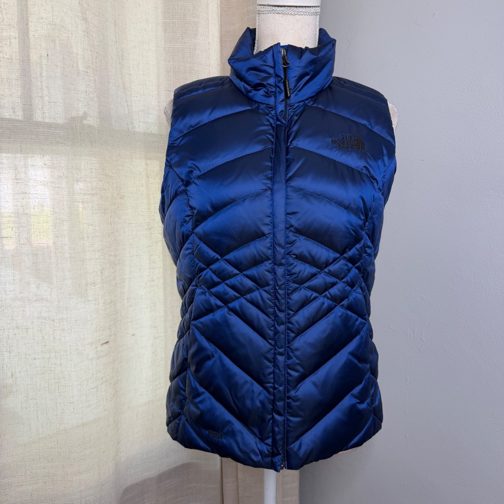 North Face Aconcagua 550 Down Puffer Vest Satin Navy Blue Women's Size Small
